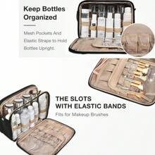 1入組 BAGSMART 女式盥洗包，大盥洗包防水化妝化妝品收納包門室必需品配件，洗髮精，全尺寸容器，盥洗用品（黑色）郵輪必備品 - 黑色 - 查看 7