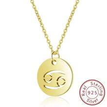FOREVER QUEEN 925純銀十二星座項鏈,12星座占星命盤十四k鍍金圓形吊墜個性化項鏈,女士禮物