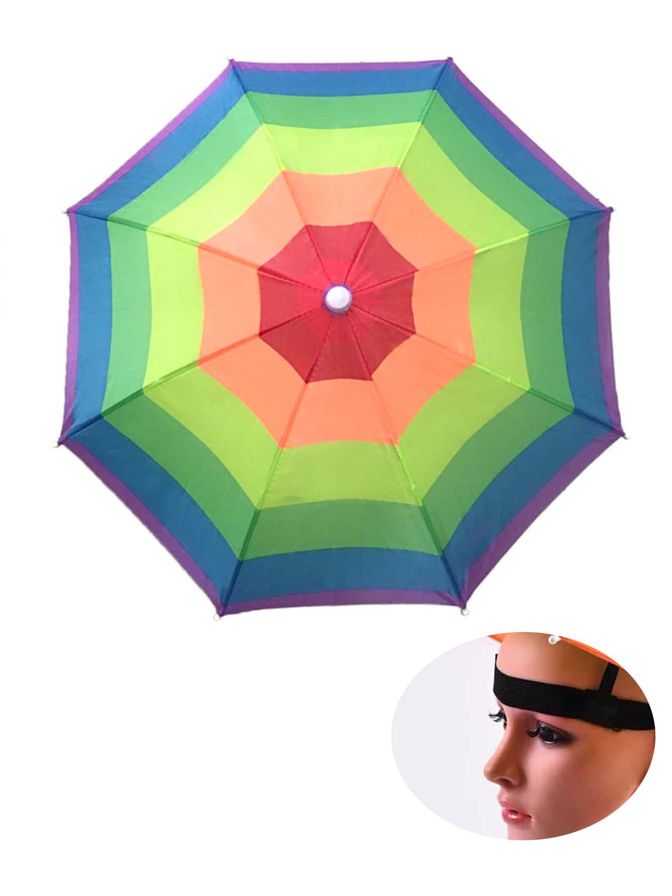 1入組撞色戶外可折疊雨傘帽子 - 彩色 - 查看 1