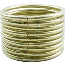 9 件/套金色佛像女孩果凍手鍊手鍊閃光閃亮 Jonc 手鍊套裝女士矽膠吊飾寺廟手鍊珠寶防水手鍊 - 金箔藍色9個/套 - 查看 9