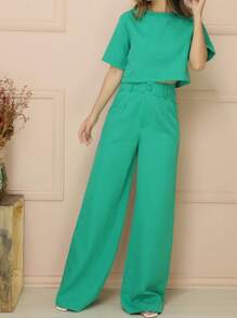 Women Two-piece Outfits - Green - View 4