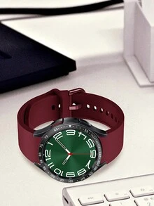 1 Miếng Silicone Watch Band  Với Khóa Và Thép không gỉ Sự bảo vệ Nhẫn Tương thích với Samsung Watch Ban nhạc Samsung Đồng hồ 4/5/6 - Màu Đỏ Sâu - Xem 6