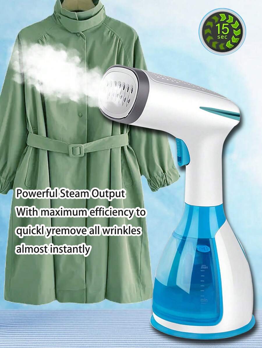 REUP 蒸汽熨斗衣物蒸氣機手持布料1500w旅行用直立式280ml迷你便攜式家用旅行用於衣物熨燙 - 藍色 - 查看 1