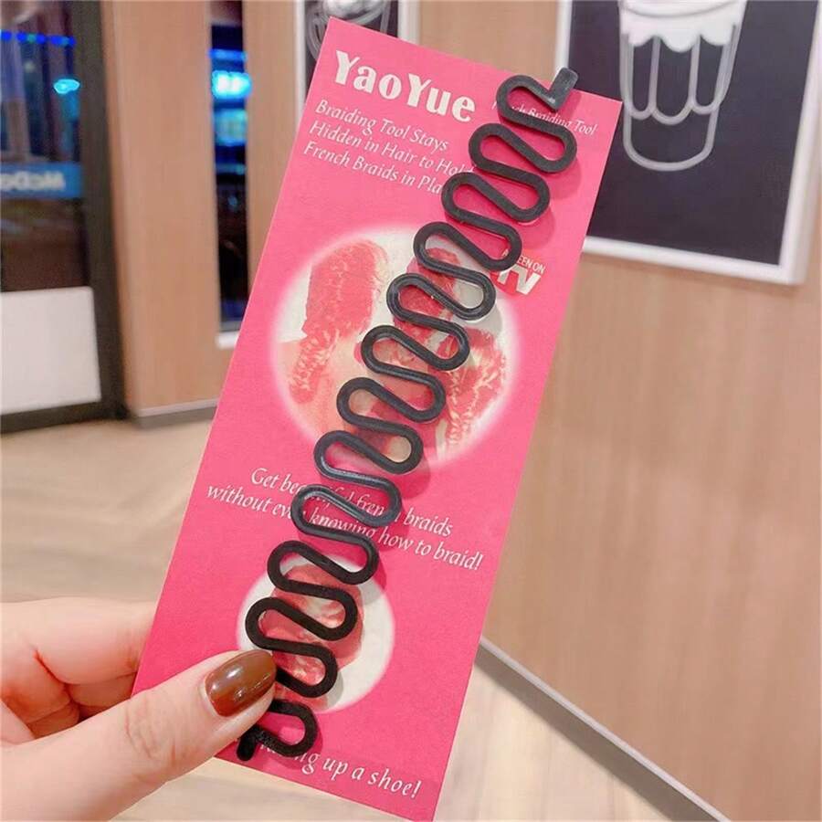 1 Miếng Xương cá Bím tóc Tóc Công cụ , Ảo thuật Máy tạo búi tóc Với lược , DIY Dụng cụ tạo kiểu tóc - màu đen - Xem 1