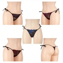 Paquete Surtido 5 Micro Tangas Amarre Y Triangulo Trasero - Negro - Ver 1