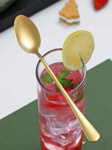 2/4/6/12pcs Stainless Steel Long Handle Ice Cream Spoons, Mixing Spoons, Stirrers Suitable For Home, Cafe, Bar, Party Christmas Gift,School Supplies - Gold - View 2