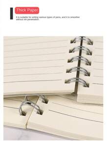 1buc 80 de pagini caiet gros pentru studenți cu design simplu, disponibil în dimensiuni A5/b5/a4 și cu linii orizontale, caiet portabil modern legat cu sârmă - clar - Vizualizare 8