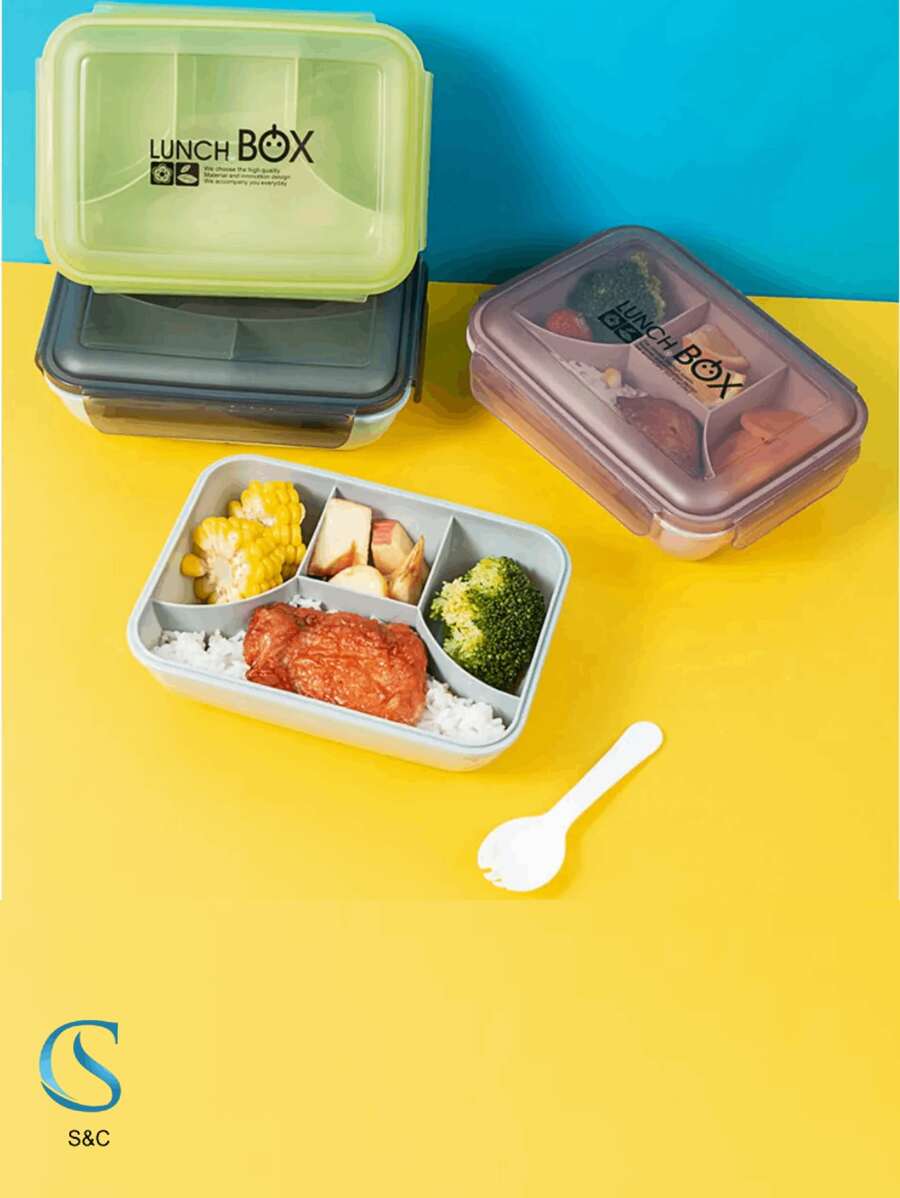 Lunch box con vaso Recipiente de plástico para alimentos con 5 compartimentos de 1000ml con Spork con vaso - Multicolor - Ver 1