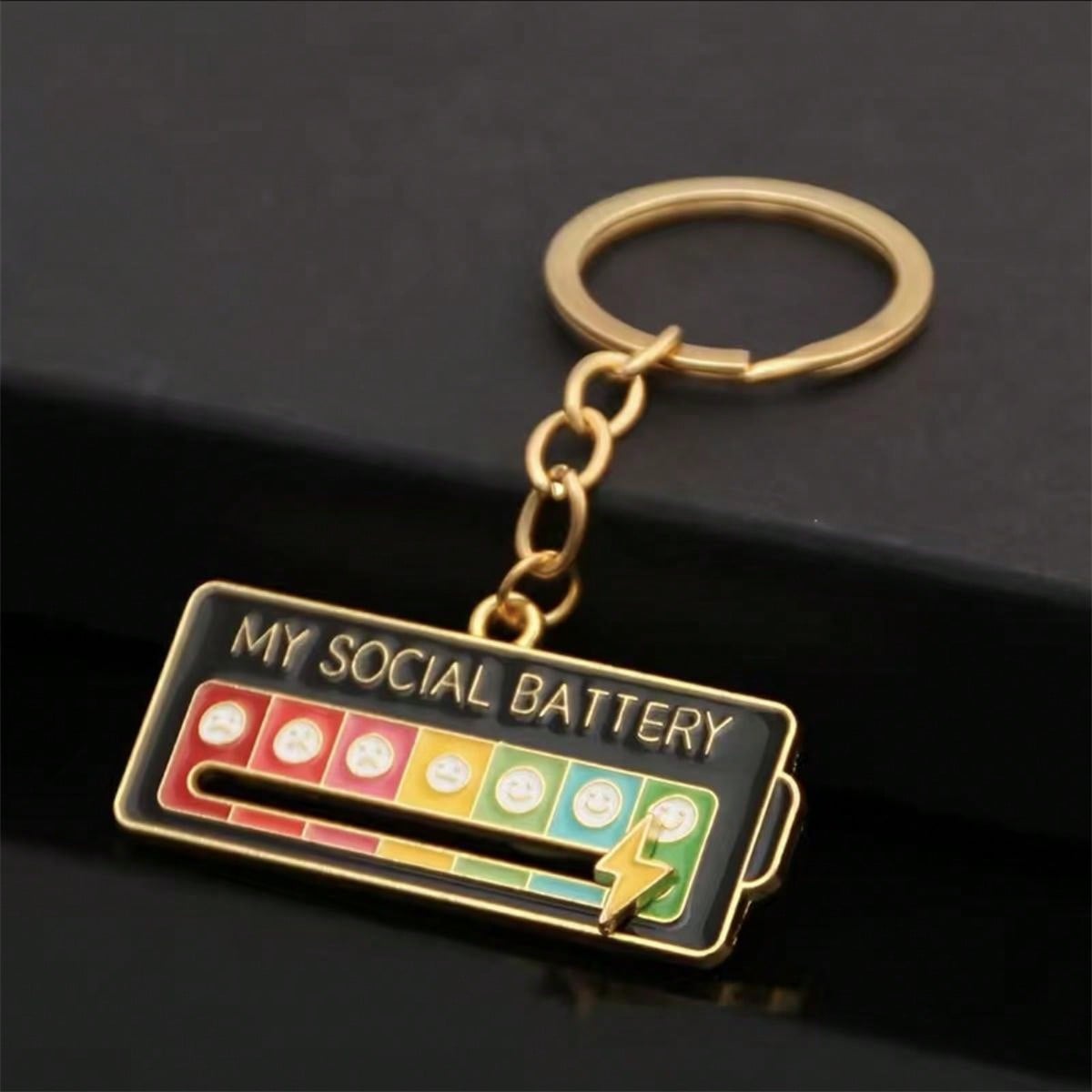 1pc, My Social Battery Interactive Key Chain Mood Expressing Keyring