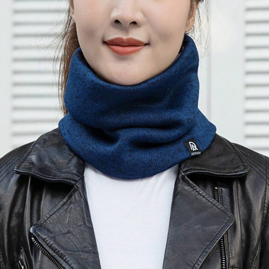 1 件女士冬季针织厚围巾，纯色，保暖内衬，适合户外活动、学校、运动、街头服饰、商务