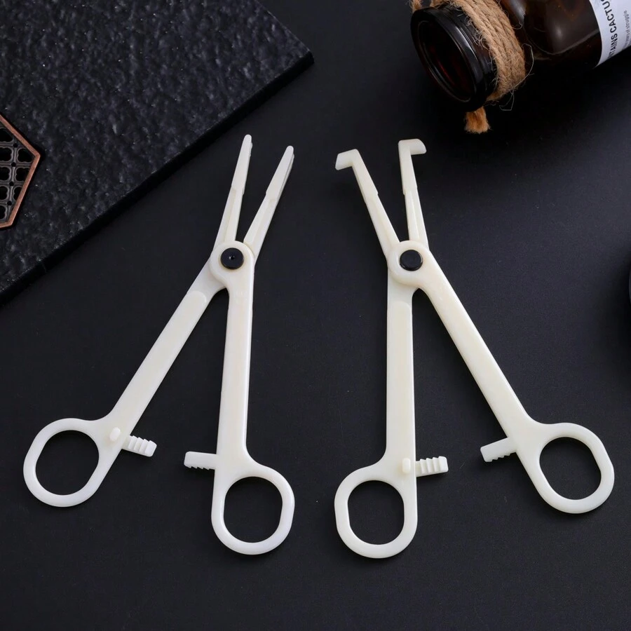 2 Piezas De Pinzas De Biopsia De Plástico Desechables Con Mecanismo De Bloqueo - Beis - Ver 1