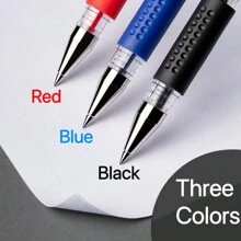 3入組隨機顏色彈頭中性筆,簡單實用的寫字筆,適用於辦公室和學校 - 彩色 - 查看 2