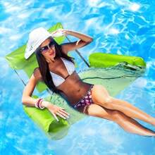 Inflatable Swimming Floating Water Bed Chair With Net Hammock, Adjustable Backrest Floating Raft Sofa For Water Recreation Pool Float - Green - View 1