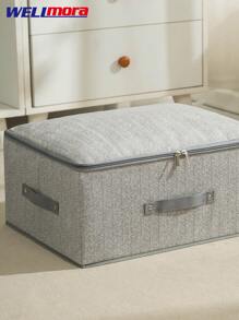 Caja De Almacenamiento Tipo Maleta Equipaje Plegable Anti Humedad Anti Polvo (35*26*20 cm) Gris Con Cremallera - Gris - Ver 2