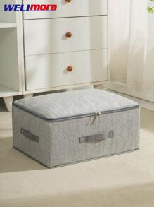 Caja De Almacenamiento Tipo Maleta Equipaje Plegable Anti Humedad Anti Polvo (35*26*20 cm) Gris Con Cremallera - Gris - Ver 3