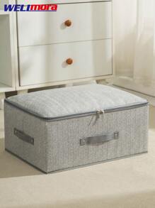 Caja De Almacenamiento Tipo Maleta Equipaje Plegable Anti Humedad Anti Polvo (35*26*20 cm) Gris Con Cremallera - Gris - Ver 1