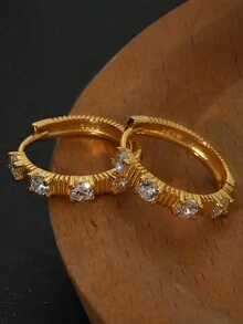 1對時尚奢華925純銀和立方氧化鋯耳環,適合女性日常穿著