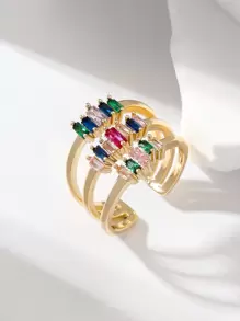 Hihho 1 chiếc nhẫn Rainbow Series có thể điều chỉnh được với đá Cubic Zirconia nhiều màu sắc cao cấp và được cá nhân hóa, nhiều kiểu dáng cho phái nữ thoải mái lựa chọn - Vàng - Xem 13