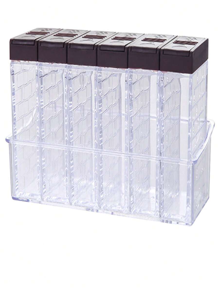 6 cái Nhiều ngăn Hộp gia vị Bộ Với Nắp , Phòng bếp Muối , Vị Và Chai gia vị , Hộp trữ Đối với Gia vị - Cà phê nâu - Xem 1