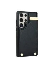 Compatible With Samsung Galaxy Compatible With IPhone Ultra Luxury Leather Phone Case With Card Slot Stand Covers - Black - View 6