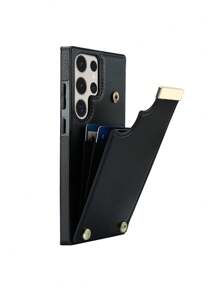 Compatible With Samsung Galaxy Compatible With IPhone Ultra Luxury Leather Phone Case With Card Slot Stand Covers - Black - View 7