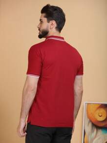 Men Polo Shirts - 酒紅色 - 查看 4