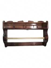 Wooden Spice Rack With Kitchen Roll Holder And Hanging Hooks - 均碼 - 查看 3