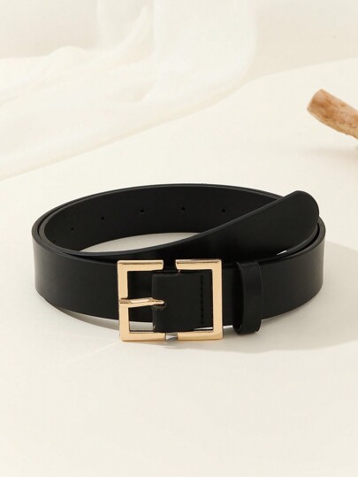 1pc Square Buckle Chinese Style Fashionable Literary Retro Personality Women's Belt, Suitable For Daily & Party Occasions Halloween