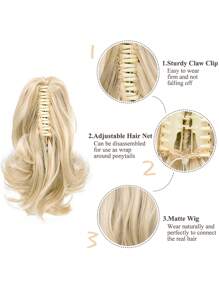 下巴夹马尾辫延长 12 英寸卷曲爪夹在头发马尾卷曲波浪合成发纤维假发适合女性时尚派对圣诞新年礼物适合女性、Y2K、音乐节、圣诞派对度假和所有季节 - 間色 - 查看 4