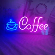 1 pieza de señal de neón de café, señal de café alimentada por USB con gancho para colgar, letreros de neón LED de café para decoración de pared, cafetería, restaurante, bares de café - Multicolor - Ver 8