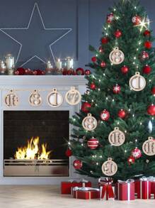 24入組木製聖誕倒數日曆數字掛飾,1套麻繩,聖誕樹裝飾品,完美裝飾聖誕派對 - 彩色 - 查看 2