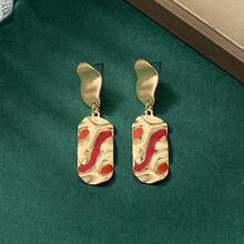 1對復古彩繪搪瓷耳環女款,適用於派對、宴會、約會和節日,小禮物 - 彩色 - 查看 2