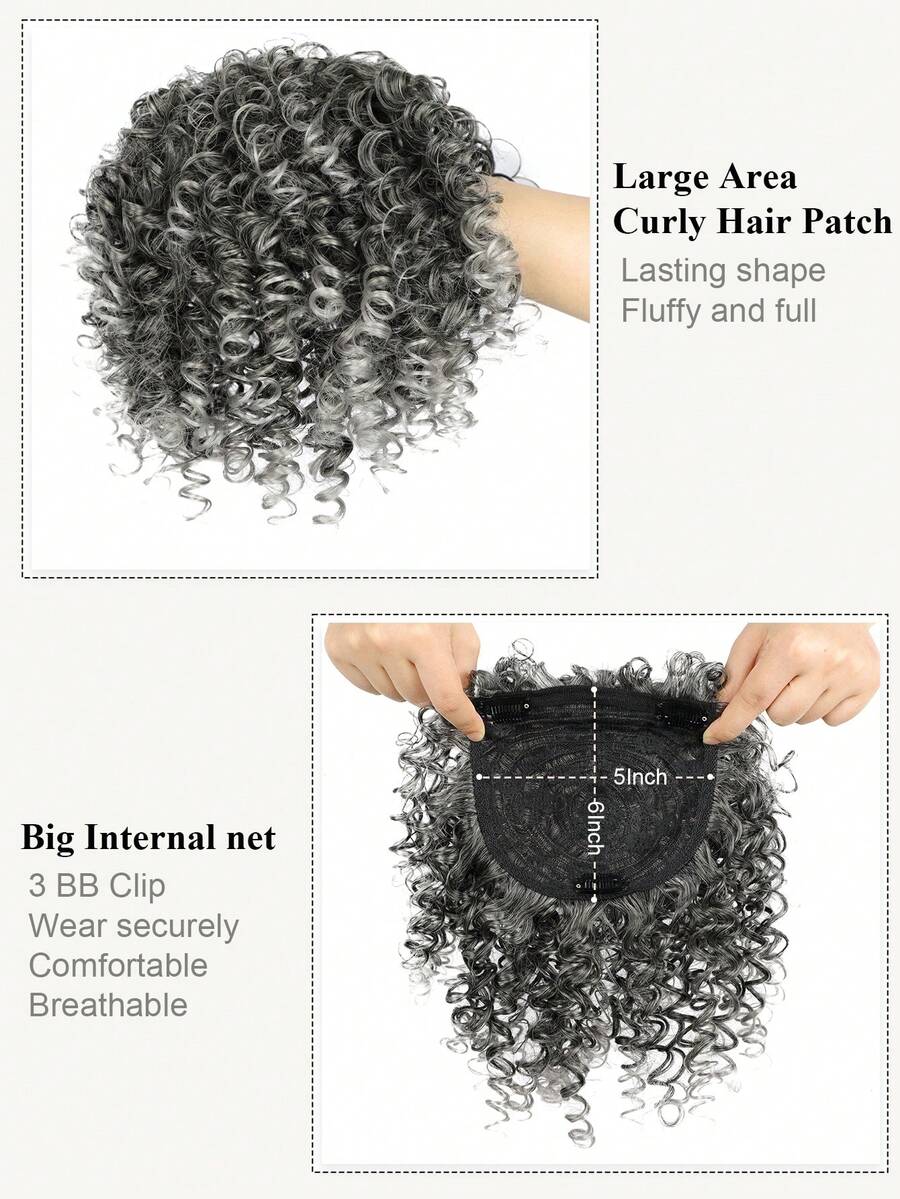 8 Inch Kinky Curly Wig Toppers Hair Piece for Women Clip in Hair