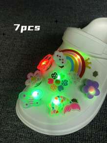 7pcs/set Led Light-up Shoelace Decorations With Removable Buckles For Garden Shoes