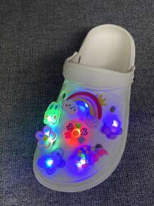 7pcs/set Led Light-up Shoelace Decorations With Removable Buckles For Garden Shoes
