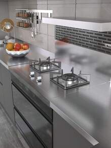 1入組銀色不銹鋼接觸紙壁紙,自粘防水易拆卸自粘膜壁紙,適用於金屬表面廚房櫥櫃冰箱 - 銀色 - 查看 5