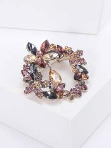 1pc Fashionable Rhinestone Flower Wreath Shaped Brooch For Women's Daily Wear Valentines,Mom,Mother,Mother's Day,Gift - Purple - View 4