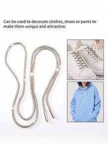 1 par de cordones de zapatos con decoración de strass blanco, cordones de moda DIY para zapatillas y calzado deportivo para fiesta de verano