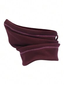Sun Protective Anti UV 1pc Winter Windproof & Warm Drawstring Neck Gaiter For Skiing And Commute - Burgundy - View 4
