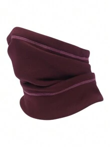 Sun Protective Anti UV 1pc Winter Windproof & Warm Drawstring Neck Gaiter For Skiing And Commute - Burgundy - View 3