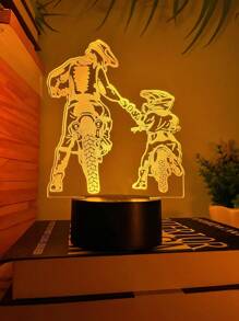 1 pieza Luz nocturna LED de motocicleta acrílica creativa, lámpara decorativa con cambio de 7 colores USB para dormitorio, regalo para amigo entusiasta de las motocicletas - Multicolor - Ver 4