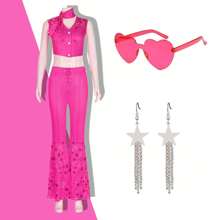 5pcs Girls Pink Costume Dress Movie Cosplay Costumes Party Halloween Dress Up Prom - Multicolor - View 1