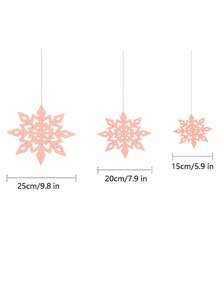 6 件裝聖誕鏤空折疊雪花形吊墜、婚禮和創意裝飾品 - 粉色 - 查看 3