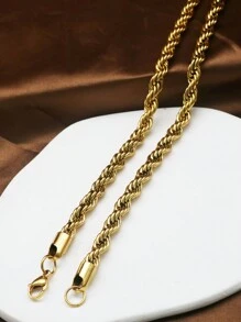 1 Stück 7mm Breite 60cm Seil, Halskette Für Männer Schmuck Großhandel 316L Edelstahl golden Farbe 9MM Halskette