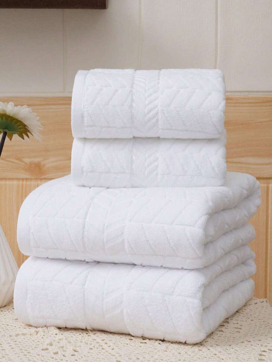QIBHI 1/2/9条装纯色提花浴巾，轻便吸水浴室/旅行毛巾，适合返校季、美容院、家庭浴室、酒店、运动场所等，是居家必备的毛巾、护肤浴巾。 - 白色 - 查看 1