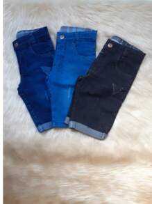 Kit 3 Bermuda jeans Menino  infantil  juvenil top