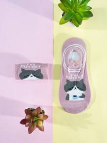 12 pares de calcetines invisibles, tines con orejitas para juveniles super suaves y cómodas. - Gris - Ver 4