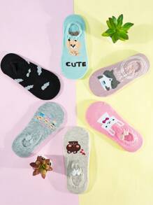 12 pares de calcetines invisibles, tines con orejitas para juveniles super suaves y cómodas. - Gris - Ver 2