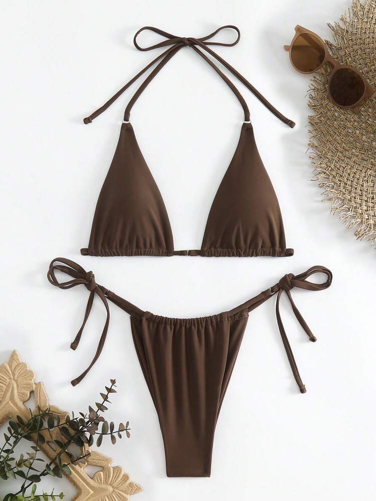 Solid Color Women's Bikini Set Bathing Suit For Summer Beach Vacation Elegant