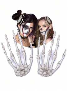 2入組萬聖節骷髏&骨手掌爪髮夾恐怖髮夾地精頭髮夾鉗 - 灰色 - 查看 1